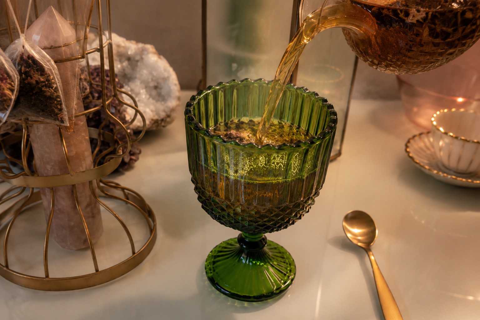 Tea being poured in soft morning light